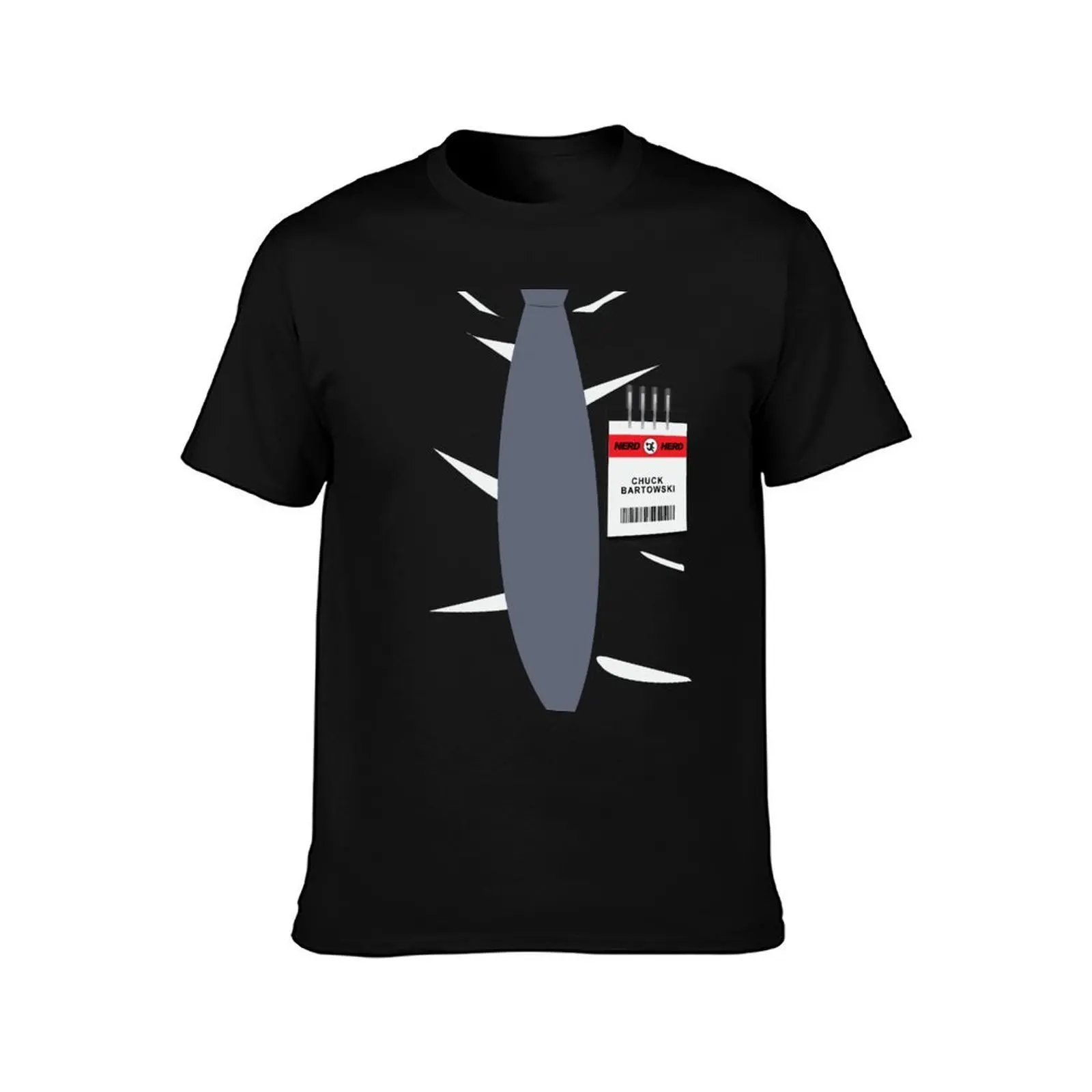 Nerd Herd - Chuck Bartowksi T-Shirt, Summer Casual Cotton Tee, Oversized Streetwear Tops, Vintage Graphic Print, 100% Cotton