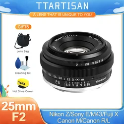 Ttartisan-Fuji xt30 xt4 xs10,zfc,canon,eos,eosr,m43 l用の25mm f2 APS-Cフレーム手動フォーカスプライムレンズ