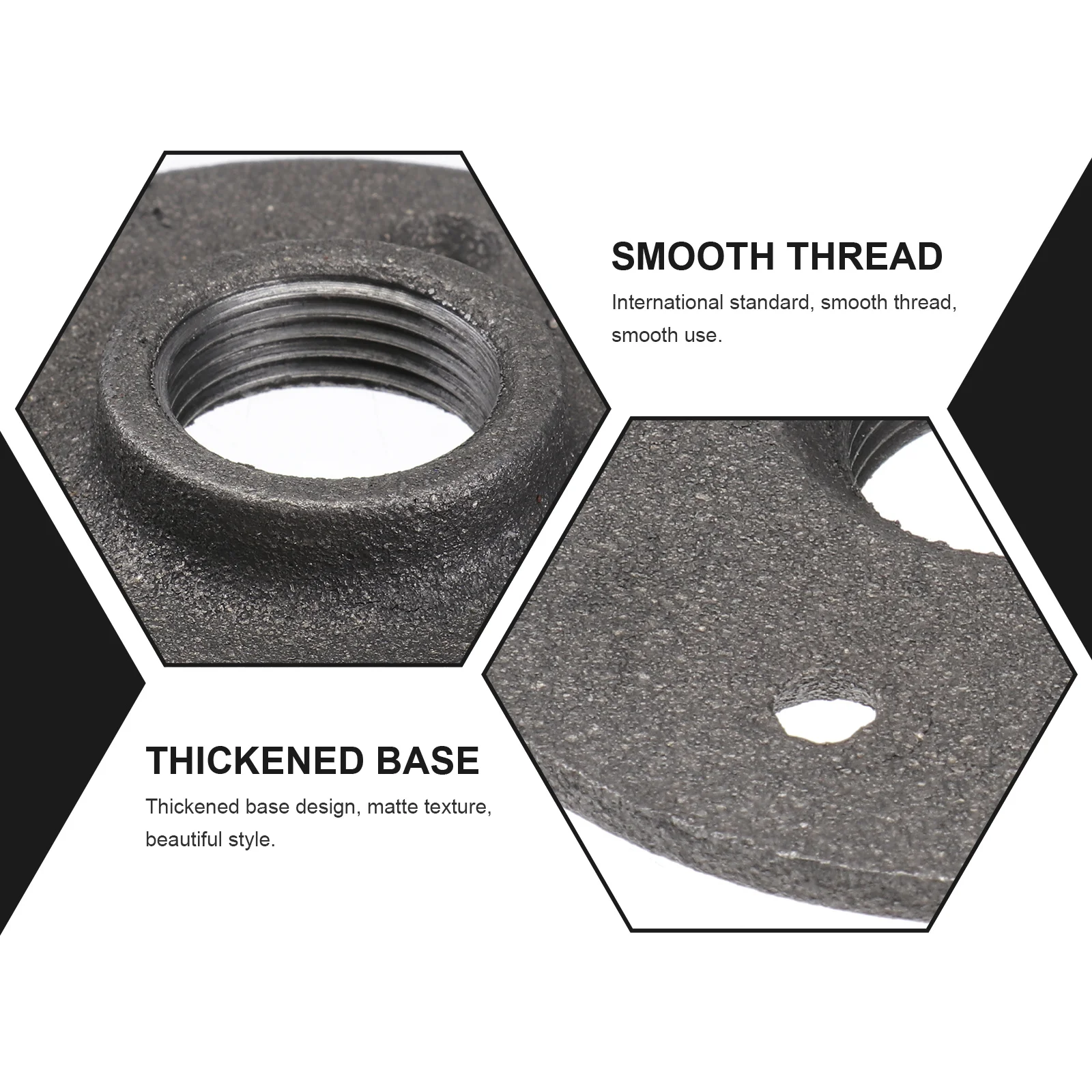 

2Pcs Premium Material Sturdy Threaded Floor Flange Malleable Iron Fittings Antirust Easy Install Industrial Furniture Projects