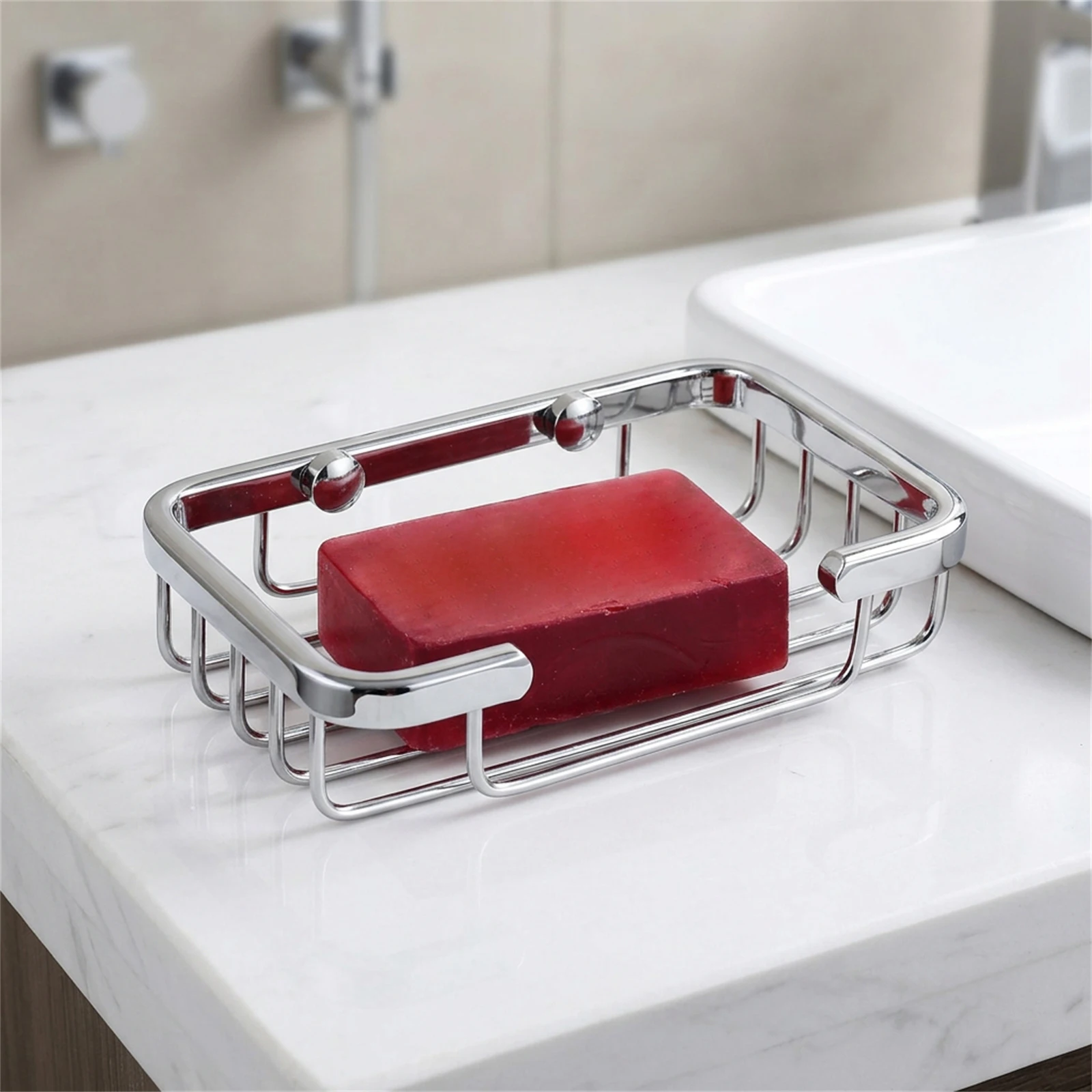 1pc 304 Stainless Steel Soap Dish Drainage Rack Rust Resistant Bathroom Shower Soap Holder  Minimalist Style Home Decorati