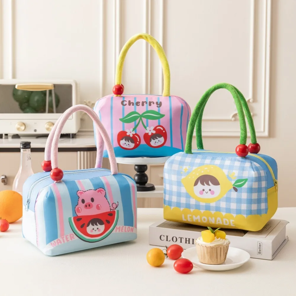 

Утолщенная портативная термосумка для обедов большой вместимости, для сохранения свежести фруктов, ланч-бокс, ручная сумка для льда, милый мультяшный дизайн