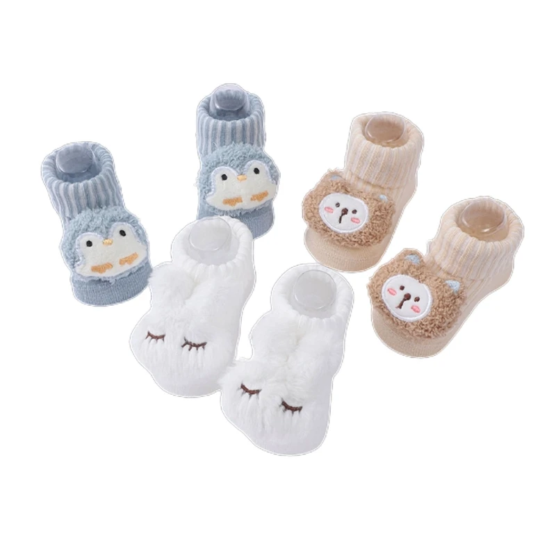 3 Pair Cartoon Animal Socks Newborn Baby Lovely Dolls Knit Socks Set Toddlers Essential Gift for Infant Boys Girls