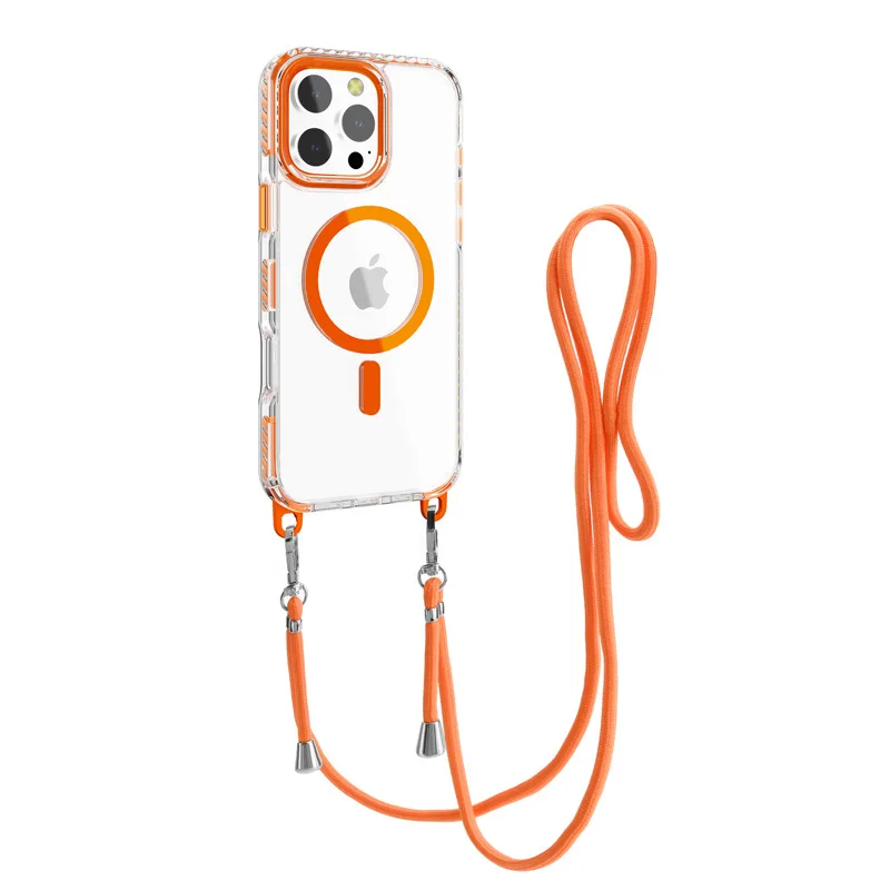 

Новый продукт, чехол для телефона с косым крестом, подходит для IPhone 16 Pro, прозрачный магнитный чехол 15, чехол для телефона с ремешком