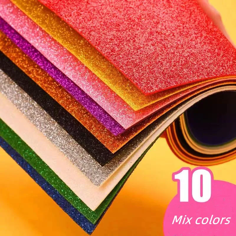 10 Sheets 20*30cm Crafting Assorted Glitter EVA Foam Sheet For DIY Crafts, Scrapbook Material Handmade Wedding Party Decoration