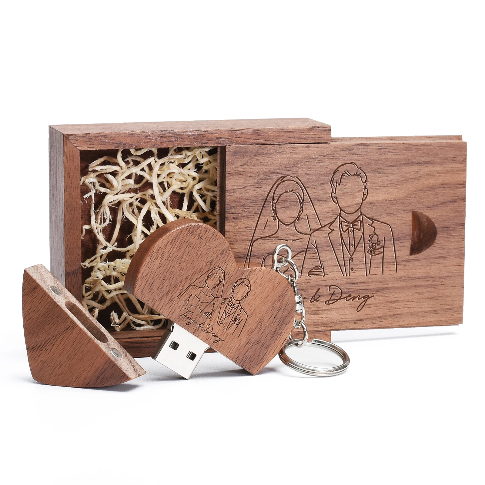 10PCS Wholesale Free Custom Logo USB Flash Drive 128GB Wedding Gift Pen Drive 64GB Tin Box Memory Stick 32GB 16GB 8GB 4GB U Disk