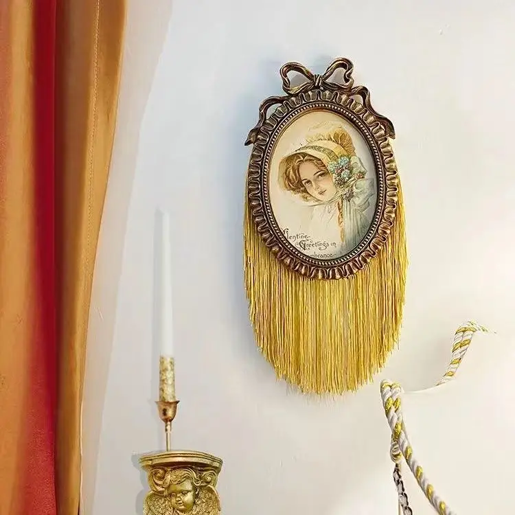 Bow fringe table European-style retro gold niche decorative painting palace picture frame pendant home decoration crafts