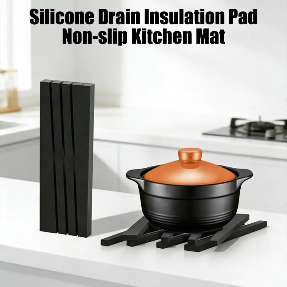 Non-slip Kitchen Mat Foldable Silicone Trivet Placemat Heat-Resistant Non-Slip Mat for Kitchen Dining Double-Sided Essential Cou