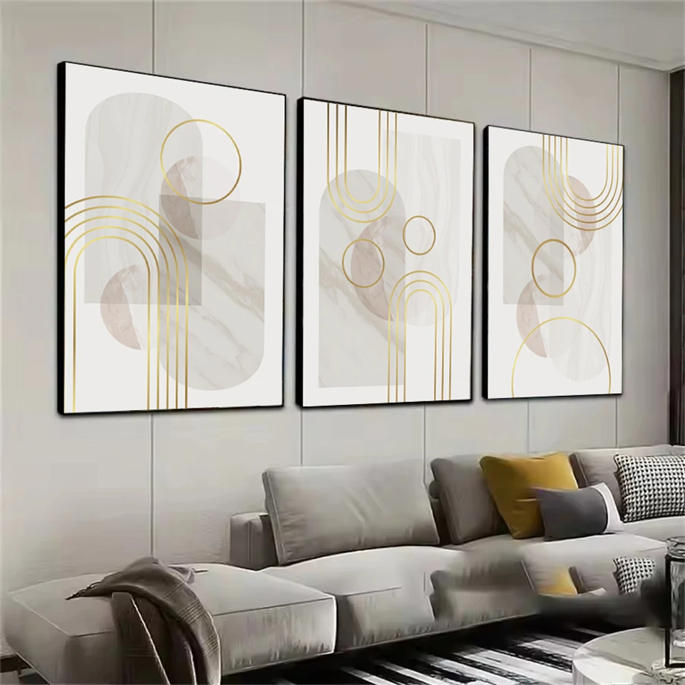 

Modern Geometry Marble Gold Line Wall Art Canvas Painting Posters and Prints Fashion Wall Pictures Living Room Interior Decor