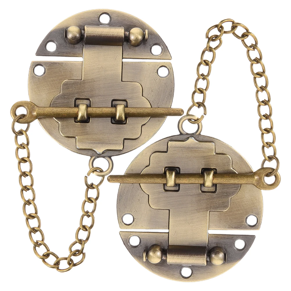 

2pcs Retro Lock Buckle Vintage Latches 50MM Alloy Chain Dark Brown Hardware Fitting Locks for Wood Boxes Jewelry Case Small