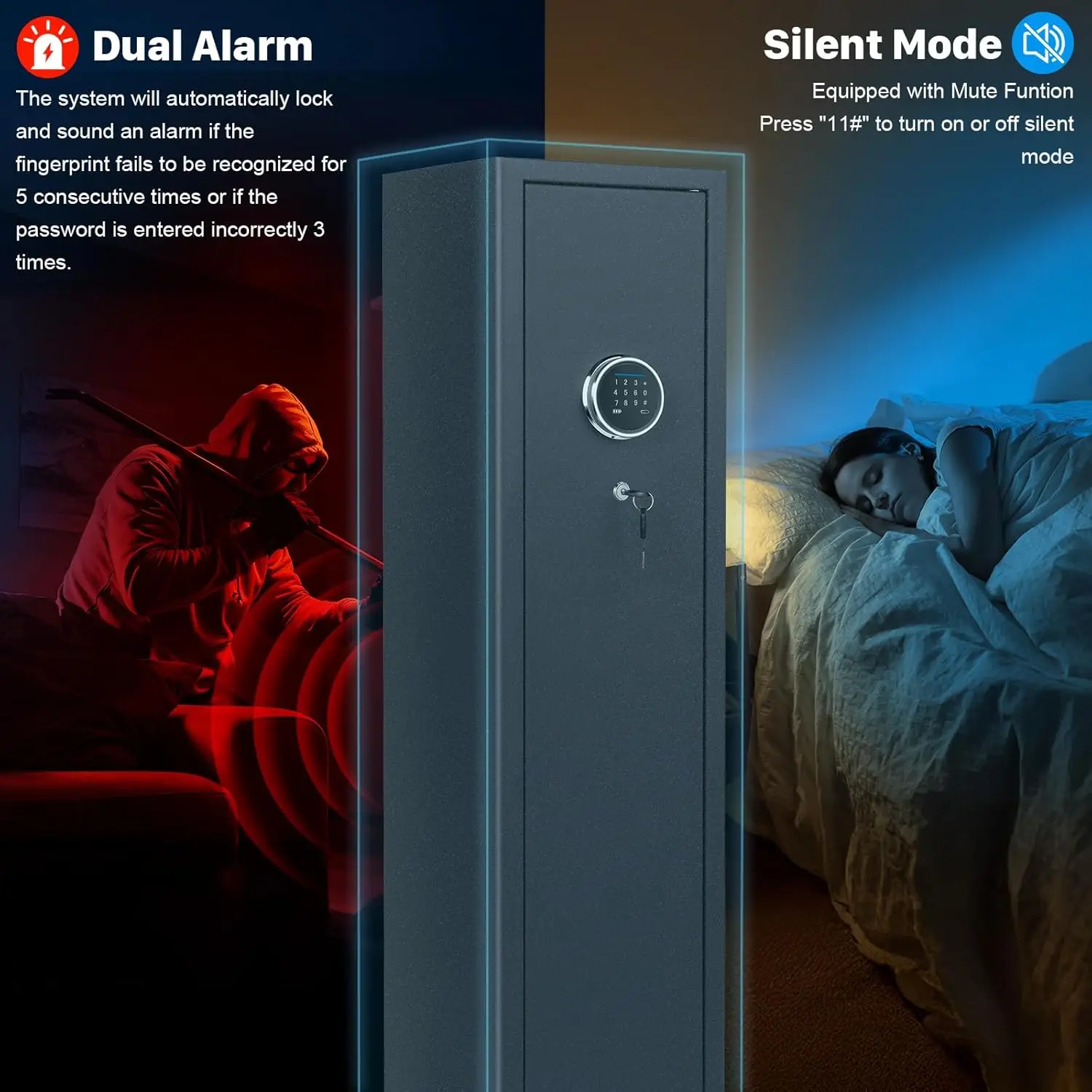 4-5 Gun Safe for Rifle and Pistols, Long Gun Safe for Rifle Shotgun for Home, Quick Access 3-5 Gun Storage Cabinet with Handgun