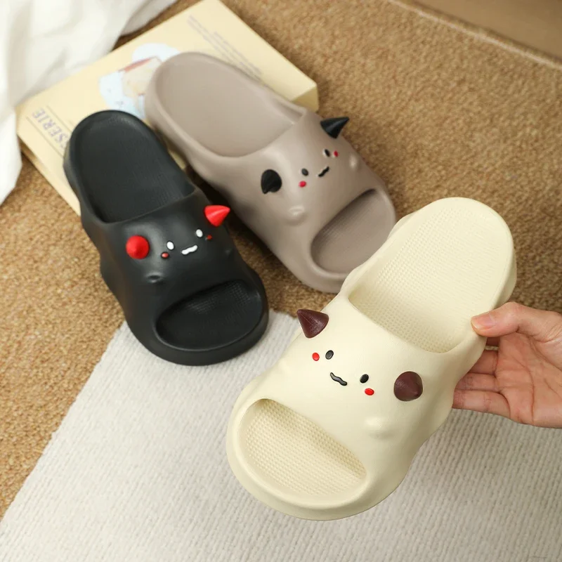 Мужские противоскользящие летние тапочки из ЭВА, женские мягкие сандалии на толстой подошве для ванной комнаты, домашняя уютная домашняя обувь унисекс