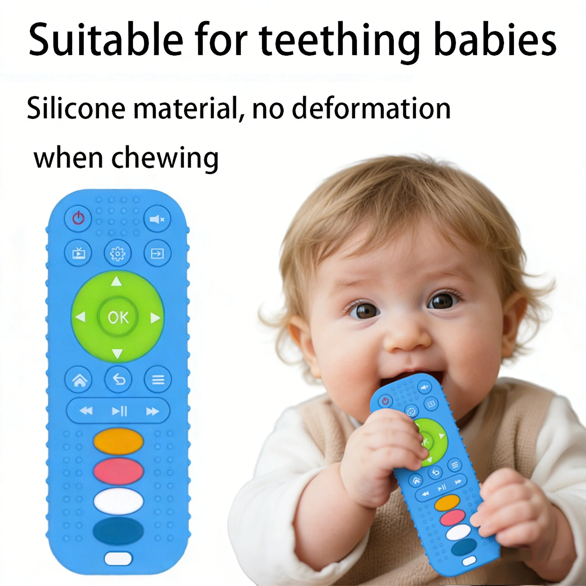 

BPA-Free Remote Control Silicone Teether - Interactive Daily Soothing Toy for Babies & Toddlers