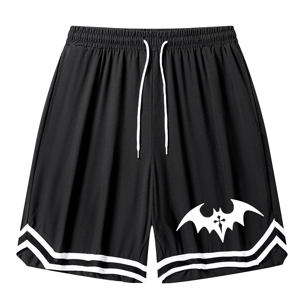 Męskie oddychające spodenki do koszykówki z elastycznym sznurkiem w pasie, szybkoschnące spodenki sportowe z nadrukiem nietoperza, spodenki treningowe do fitnessu, spodenki codzienne.