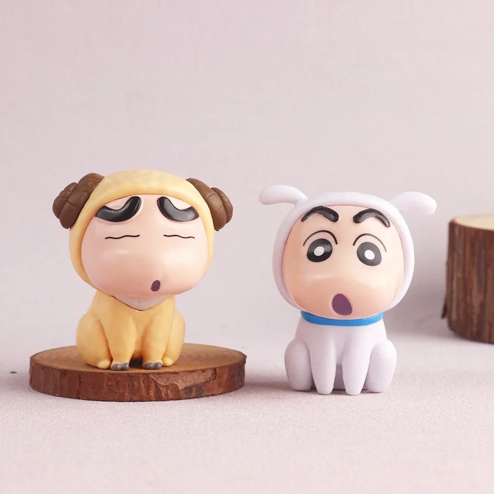 4 قطعة/المجموعة أنيمي تلوين شين تشان عمل الشكل الحيوان الصليب خلع الملابس سلسلة البطريق التماثيل سيارة الديكور دمية نموذج الاطفال اللعب