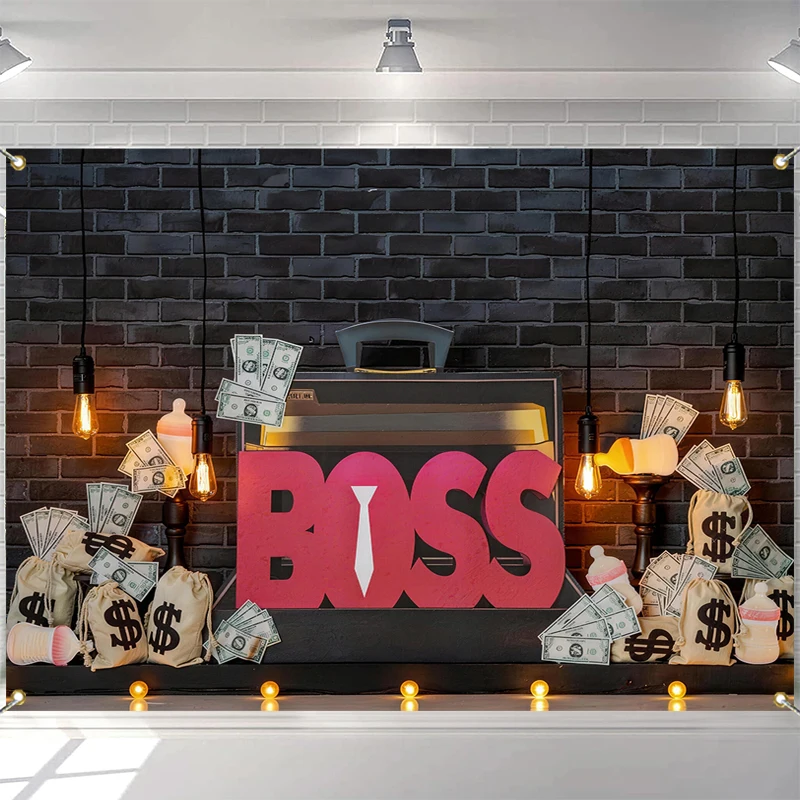 

LS The Boss Backgrounds Balloon Decoration Cake Smash Kids Adult Photography Props Child Baby Photocall Baby Food Photo Backdrop