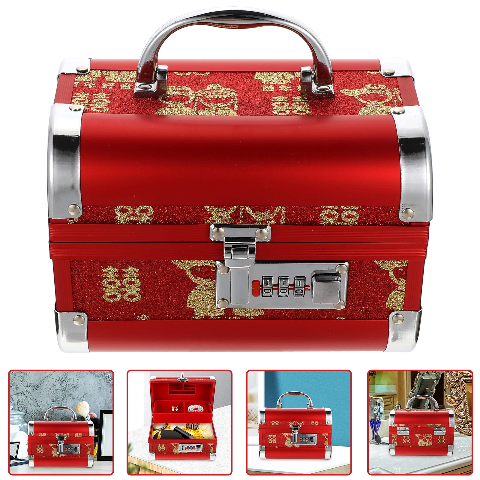 

Jewelry Box Small Boxes Case for Women Organizer with Lock Ring Storage Organizers