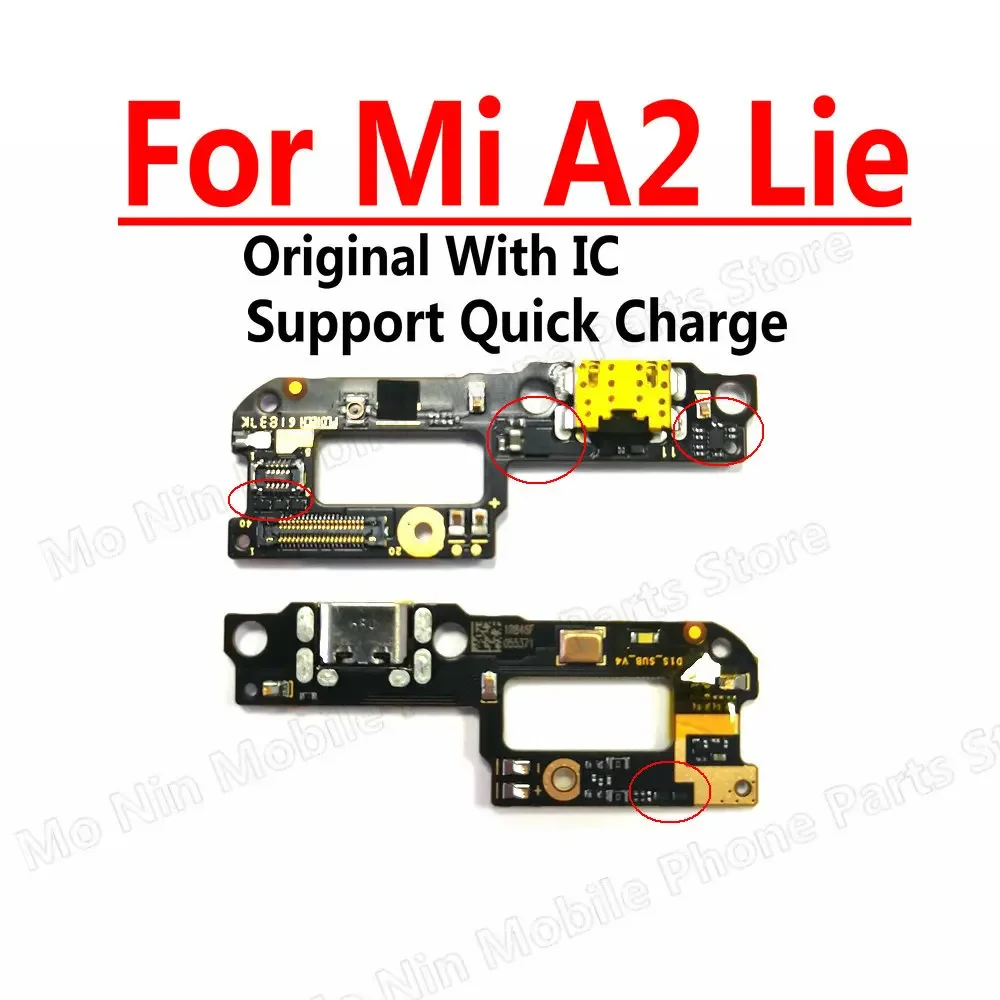 Original Microphone Module+USB Charging Port Board Flex Cable Connector Parts For Xiaomi Mi A1 A2 Lite A3 Redmi 6 Pro