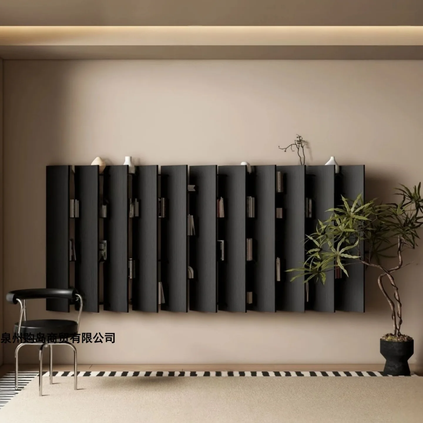 Original medieval style baking paint wall-mounted bookshelf creative art background wall shelf decoration
