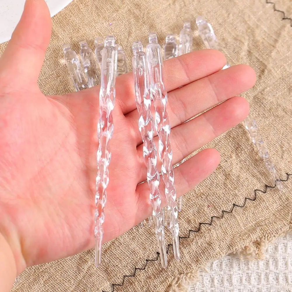 12pcs 13/15/20cm Christmas Clear Icicle Pendants Twisted Transparent Fake Icicle Ornament Hanging Exquisite Ice Strip Pendants