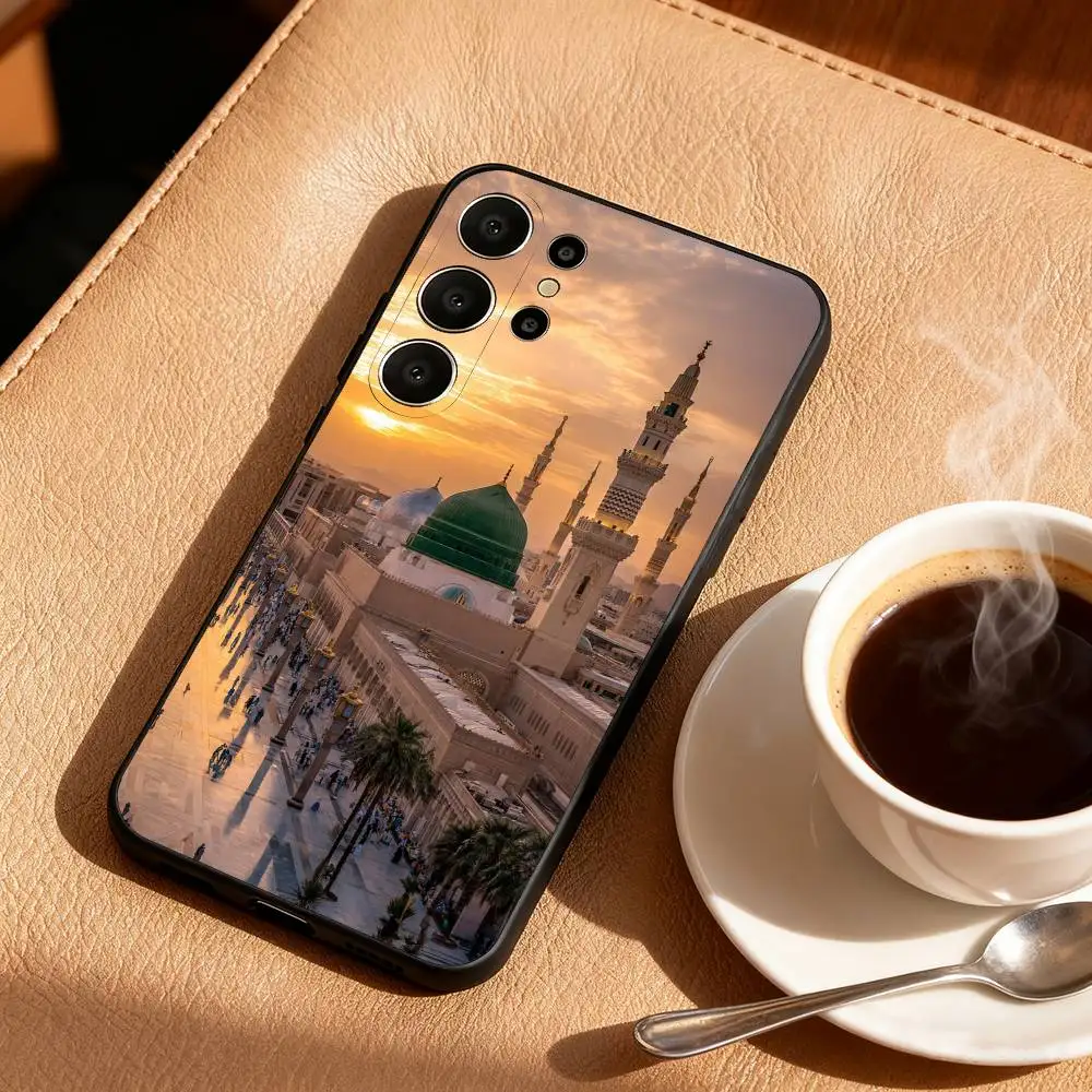 Custodia per telefono Urban Glowing Night Scene per Samsung S25,24,23,22,30,21,10,9,Ultra,Plus,Lite,FE Custodia morbida nera