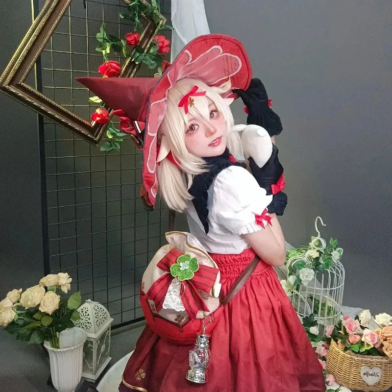 Genshin Impact Witch Klee Sorceress Cosplay Abito carino Klee Piccola strega Nuovo set Spettacolo anime per bambini/donne di Halloween