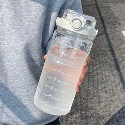 1500ml double drink transparent water bottle large capacity plastic straw water cup outdoor sports fitness portable Drink Bottle