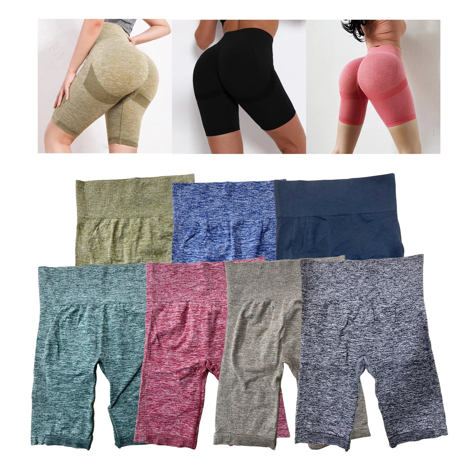 Women Sports Shorts High Waisted Leggings Biker Shorts Soft Elastic Seamless Yoga Shorts for Home Gym Training Cycling Fitness