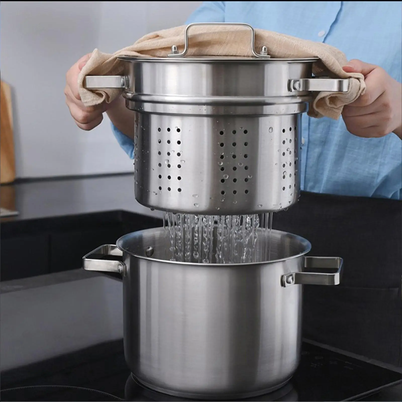 Garnek do smażenia sosów Naczynia do gotowania warzyw Nierdzewna ze stali nierdzewnej z parownikiem do makaronu spaghetti Gotowane jajka