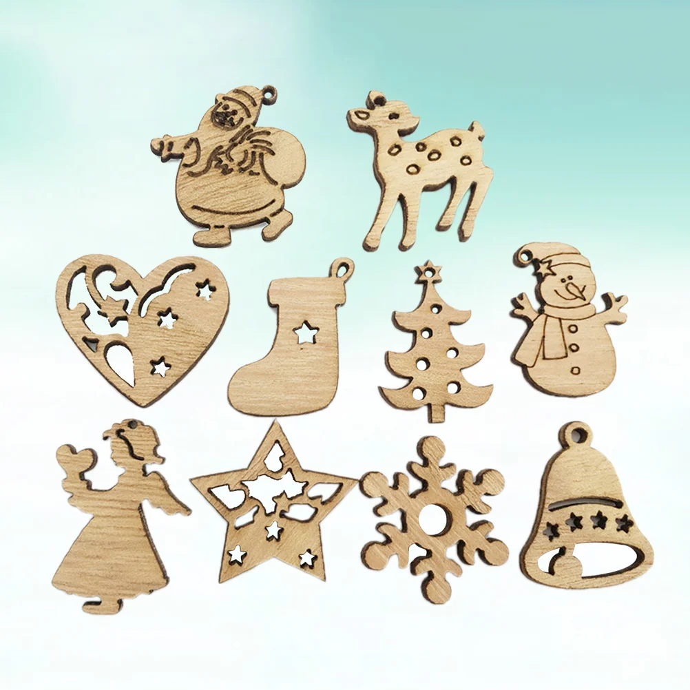 200 Pcs Christmas Decorative Wooden Chips Unique Party Holiday Decor for Car Bag Wallet Craft nament Christmas Tree Hanging