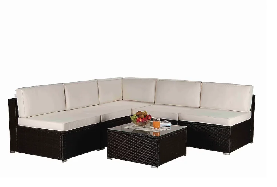 All-Weather PE Aluminum 7-piece W/retractable Canopy Wicker Rattan Sectional Sofa Set Patio Furniture With Washable Cushions