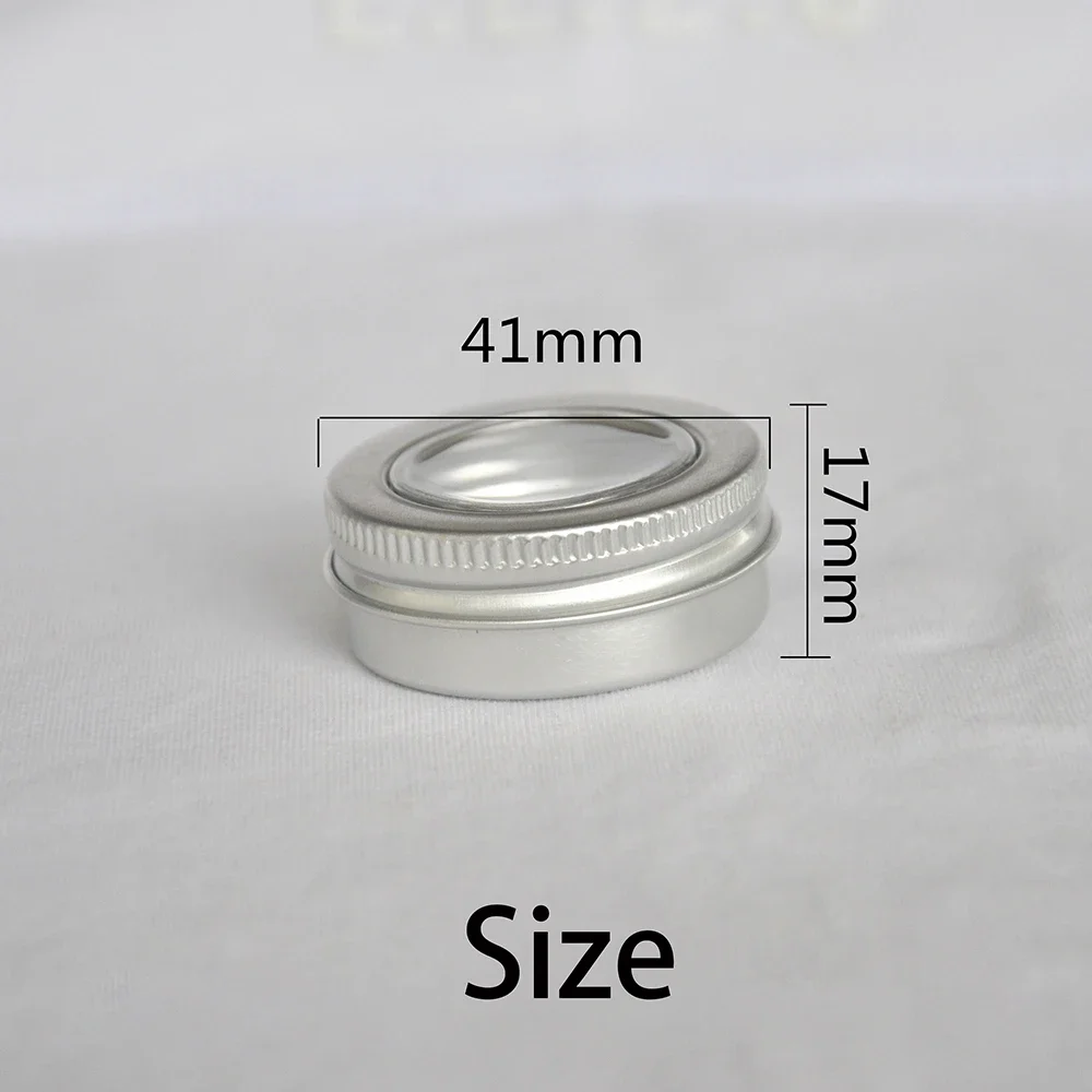 15g Empty Aluminum Window Jar 15ml Lip Balm Travel Packaging Cosmetic Cream Container mini Tin Refillable Metal Bottle