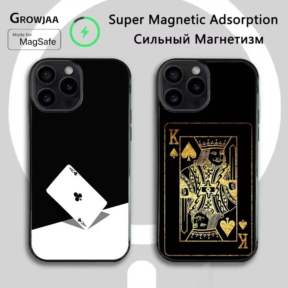 

Playing Cards Phone Case For iPhone 16e,16,15,14,13,12,11,Plus,Pro,Max,Mini Magsafe Magnetic Wireless Charging