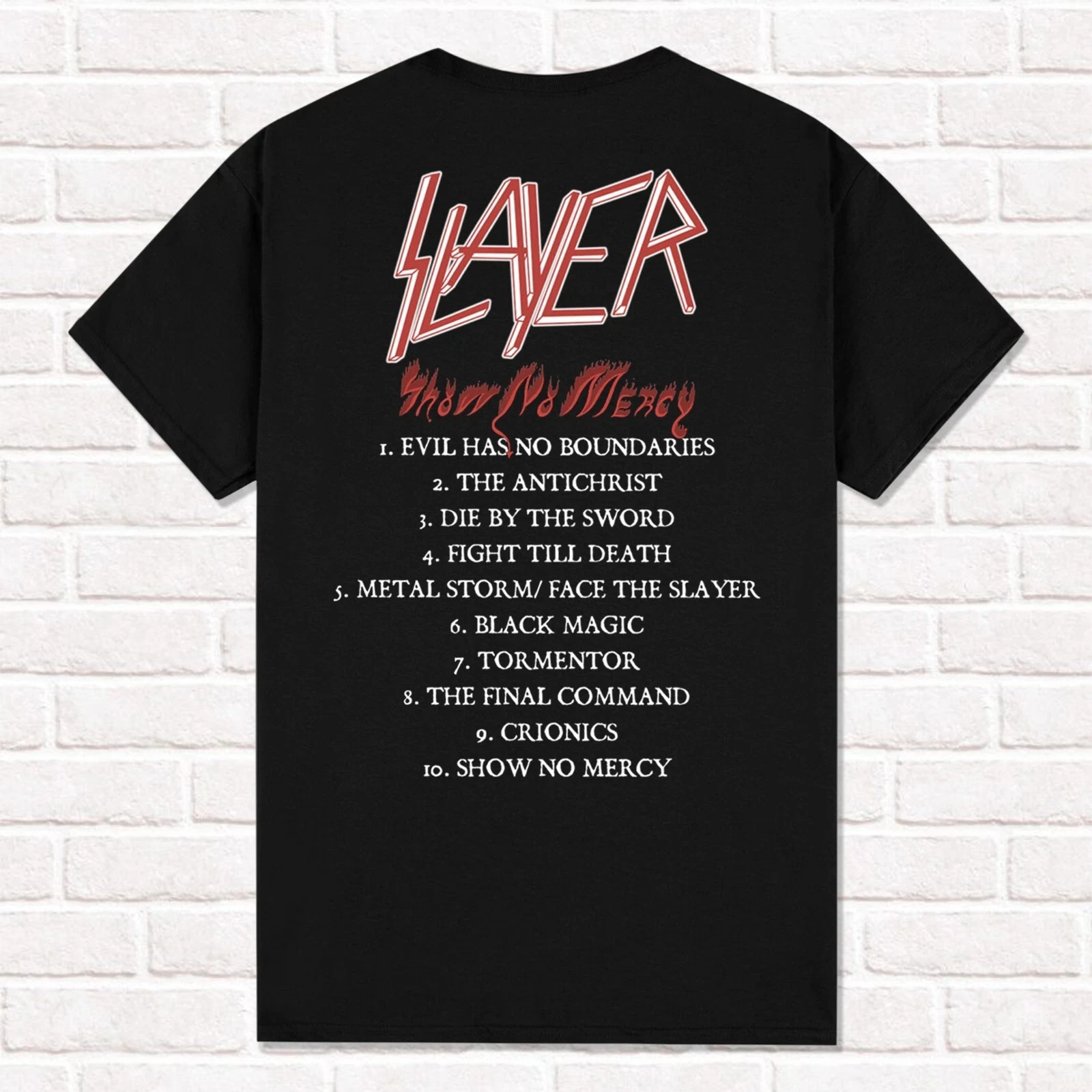 Slayer Black T-Shirt Show No Mercy 1983 Thrash Metal Heavy Metal T Shirt Tees Tops Unisex Cotton Short Sleeve High Street