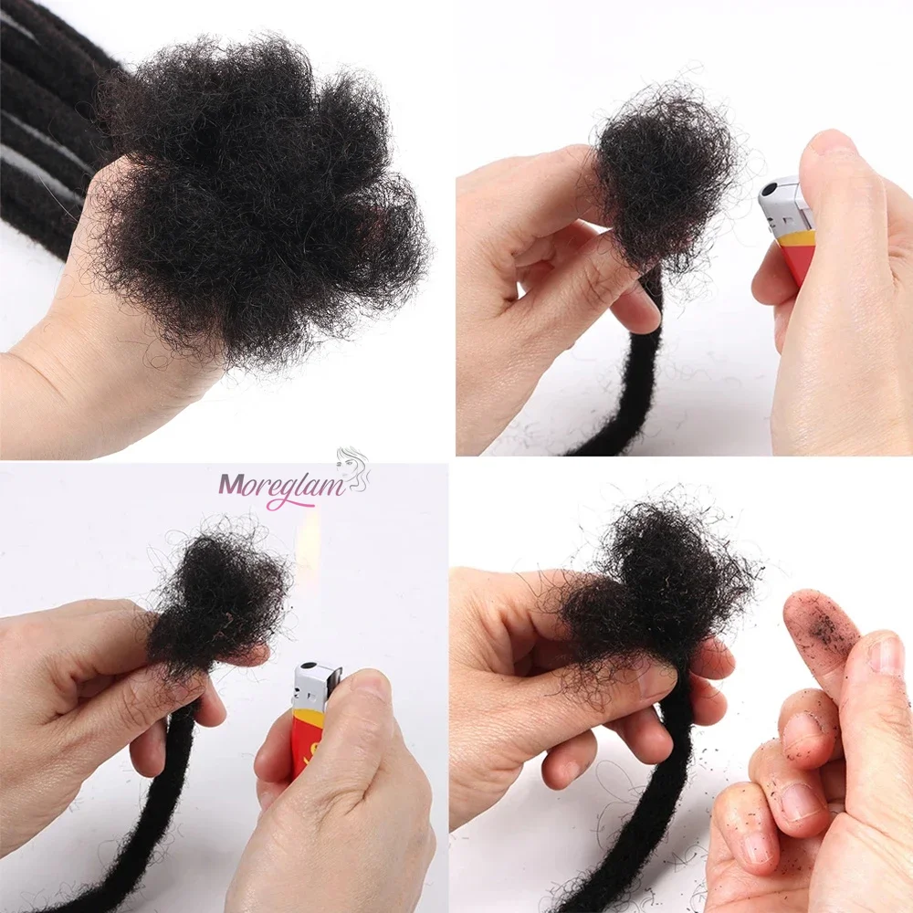 Extensiones de rastas de cabello humano indio, extensiones de cabello humano Real brasileño, rastas hechas a mano para mujeres y hombres, 6-26