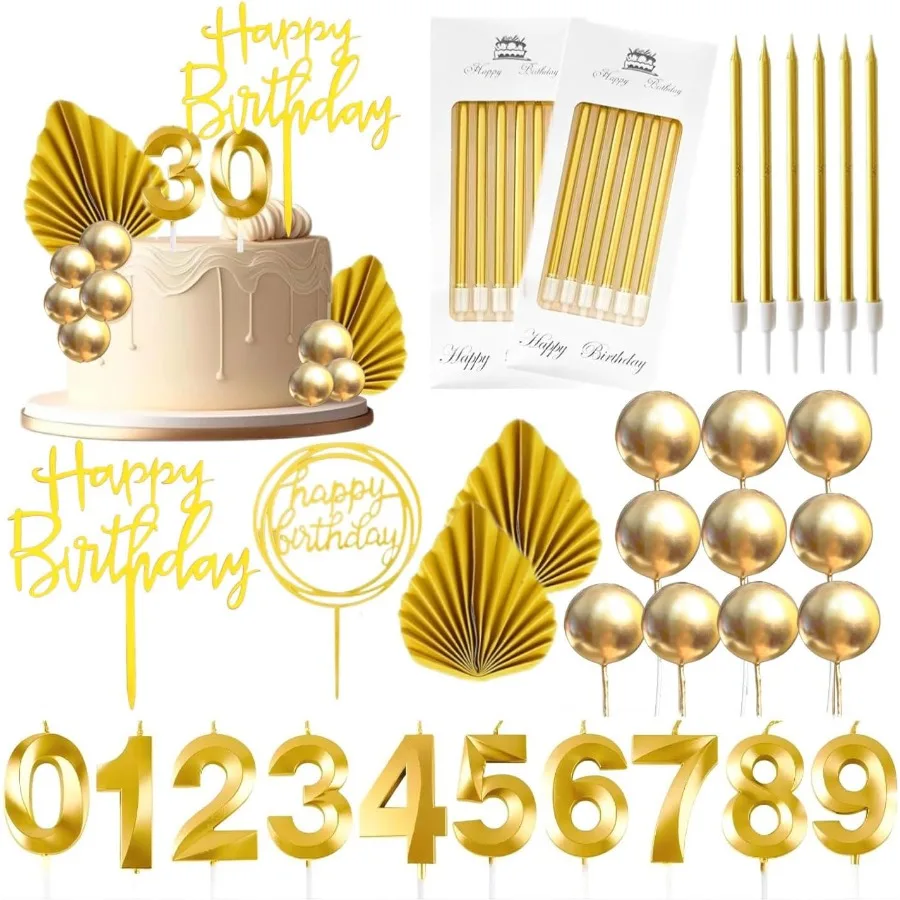 

Свечи с днем рождения для торта Tyotrbs 36 шт. Свечи на день рождения Happy Birthday Торт Toppers Украшения DIY Декор для торта для мужчин
