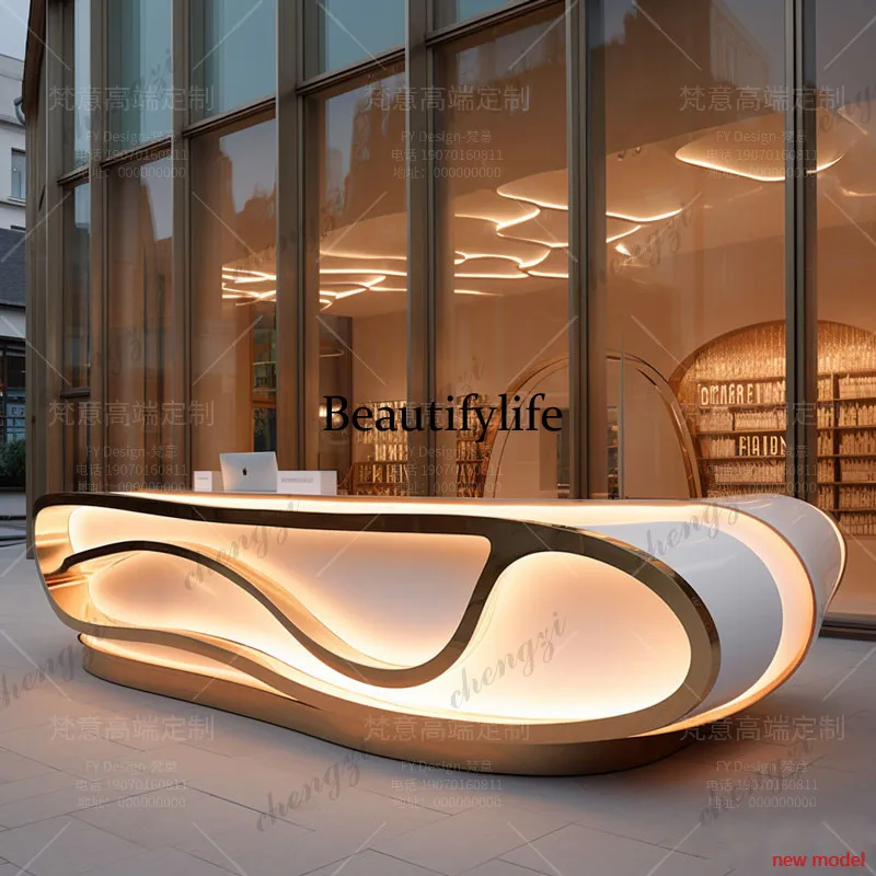 h178Luxury Modern Reception Desks Restaurant Executive Design European Reception Desks Display Welcome Scrivania Trendy Furnitur