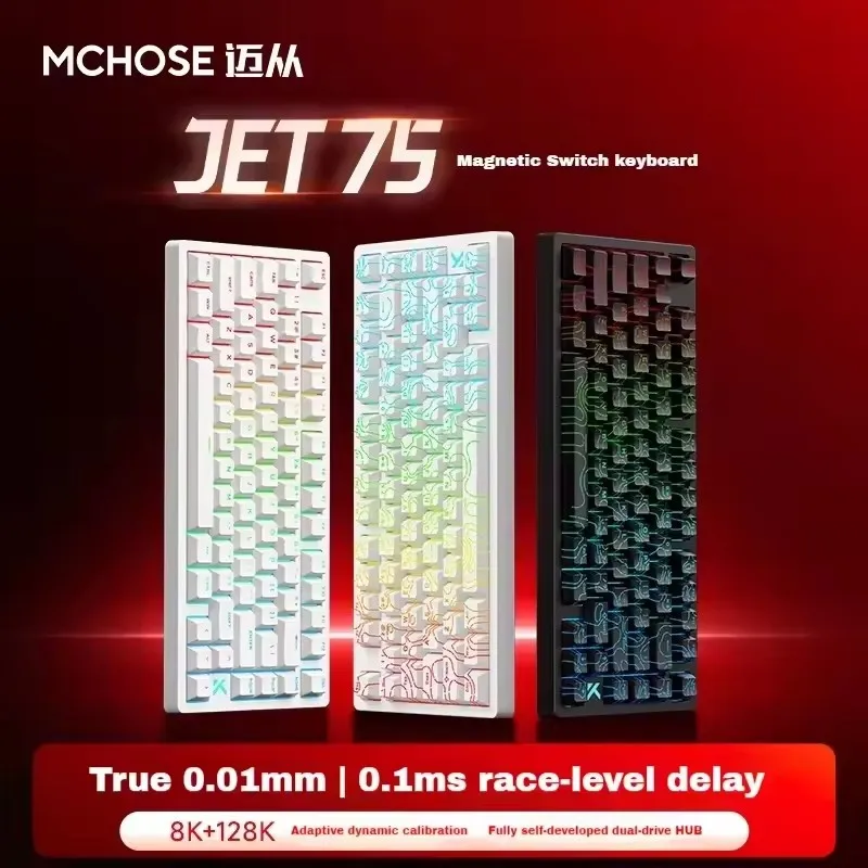 

MCHOSE Jet 75 Magnetic Switch Gaming Keyboard Hall Effect Hot-Swappable Customized RGB Snap Tap 0.1ms Latency 8kHz Polling Rate