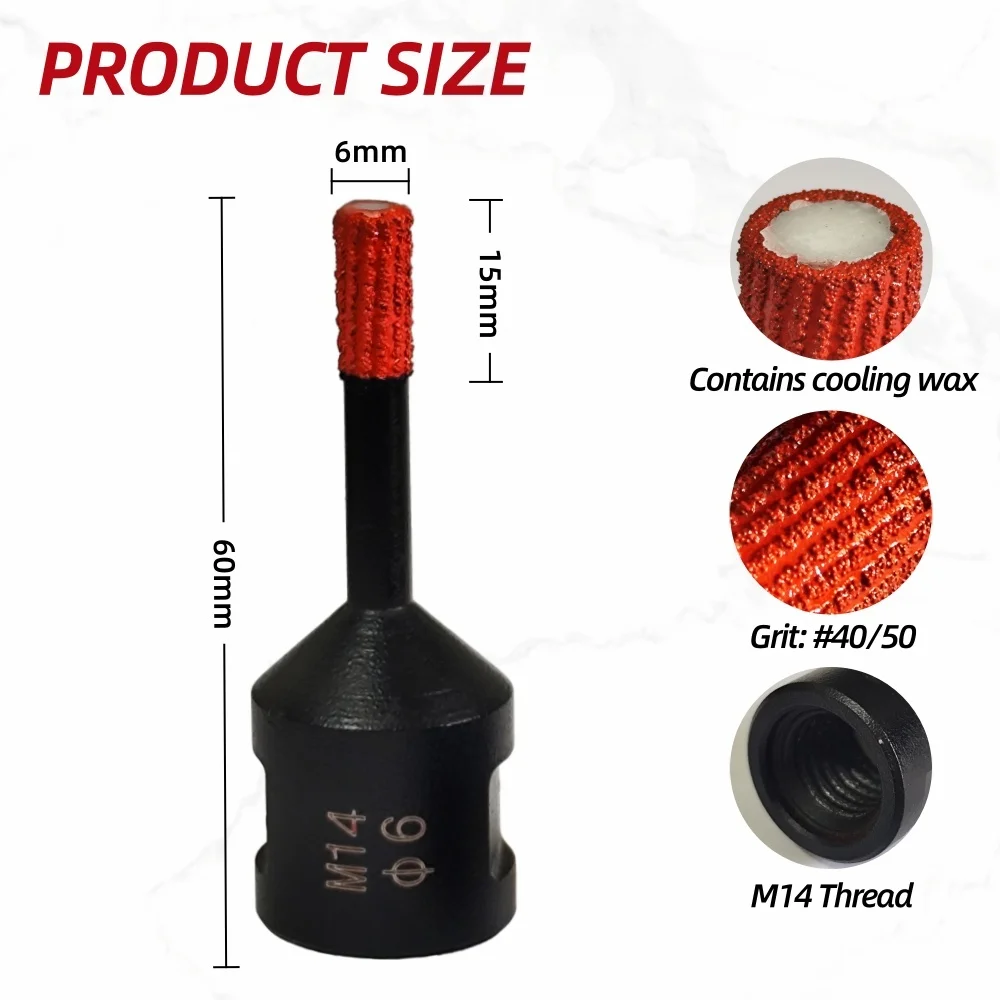 10Pcs Diamond Drilling Core Bits M14 Thread Porcelain Tile Stoneware Dia 6mm Drill Crowns Marble Stone Masonry Hole Saw Drilling