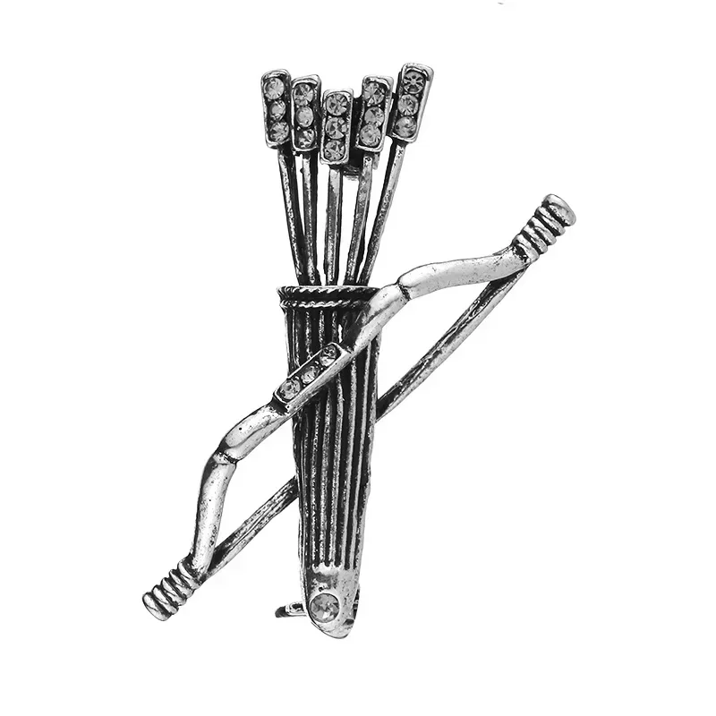 New Vintage Bow and Arrow Brooch Men\'s Alloy Rhinestones Corsage Collar Pins Brooches for Women Fashion Jewelry Gifts