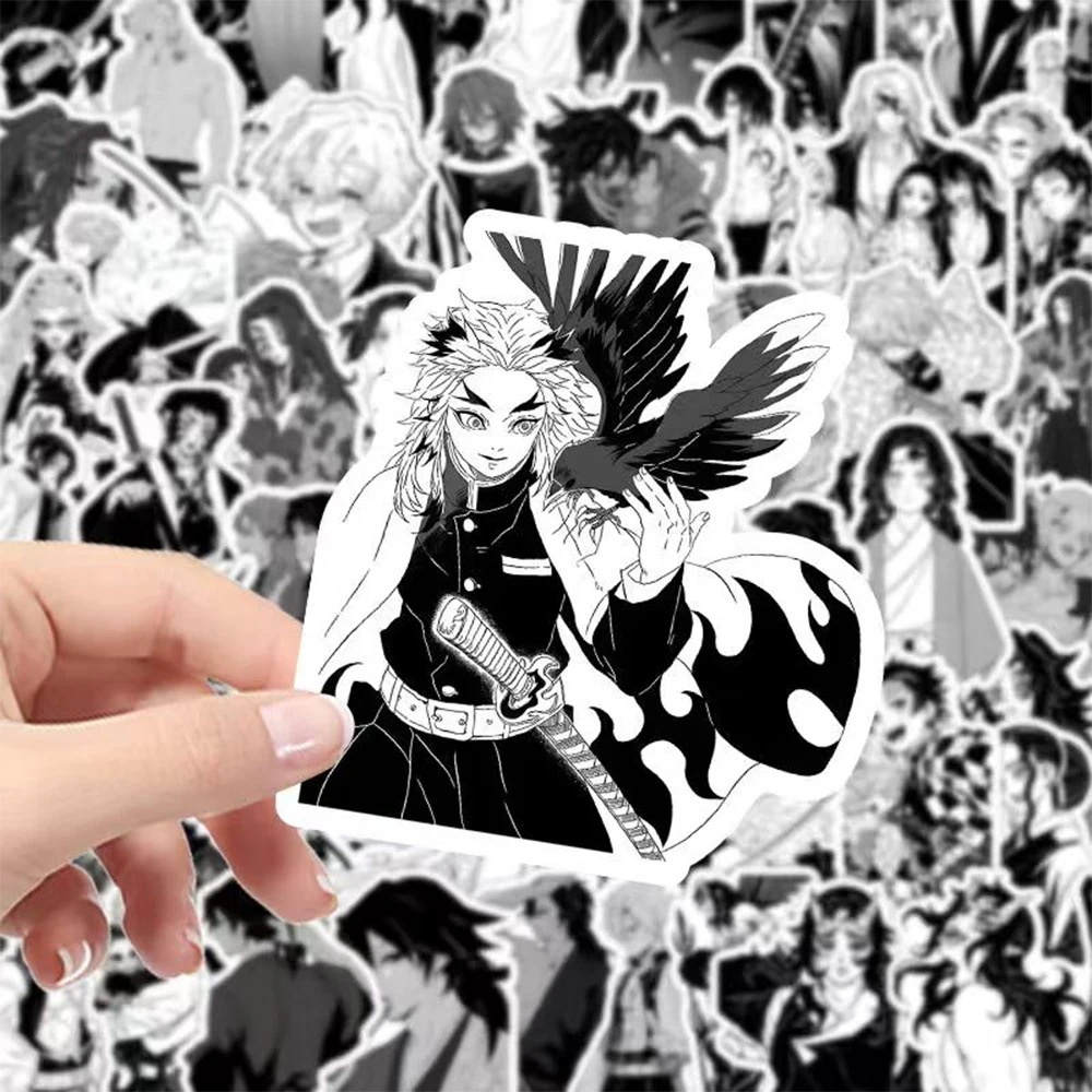 

10/30/64pcs Black And White Kamado Tanjirou Stickers Demon Slayer Agatsuma Zenitsu Kochou Shinobu Rengoku Kyoujurou Sticker Toy
