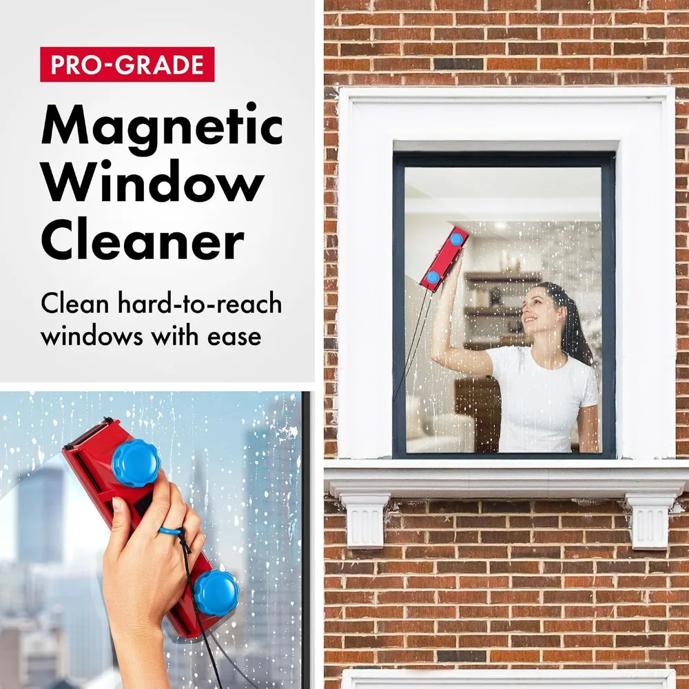 Magnetic Window Cleaner Tool | Double Sided Outside Cleaner for Windows 0.1-1.1 Inch Thick, Adjustable Force Control, Ideal for Hard-to-Reach Areas