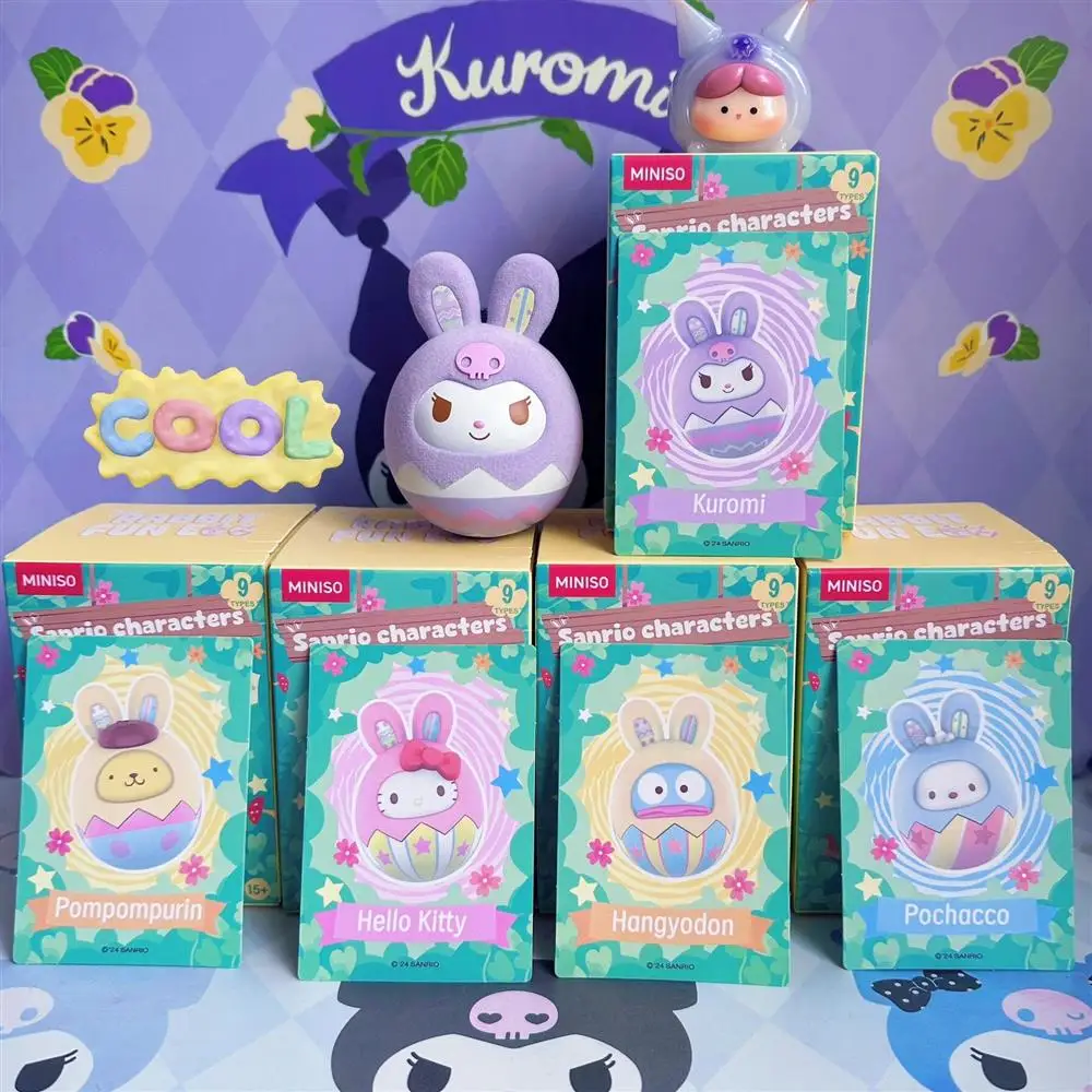 Novo miniso sanrio coelho diversão ovo série caixa cega kuromi kitty pochacco hangyodon moda exibição presente brinquedos