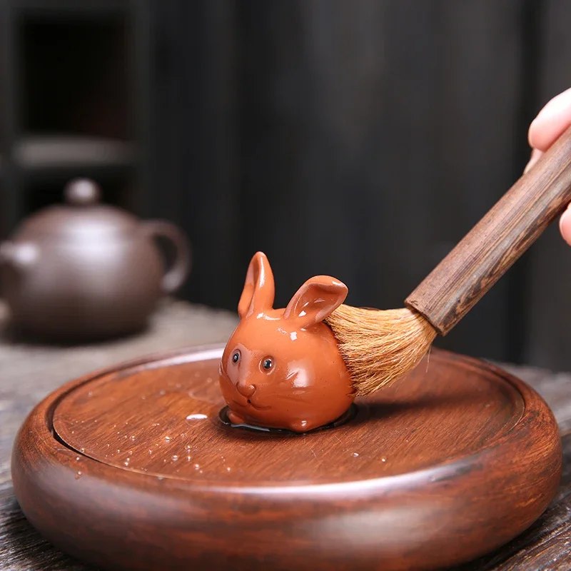 Creative Purple Clay Fingertip Tea Pets Lovely Rabbit Statue Ornament Handmade Sculpture Crafts Home Tea Set Decoration Art