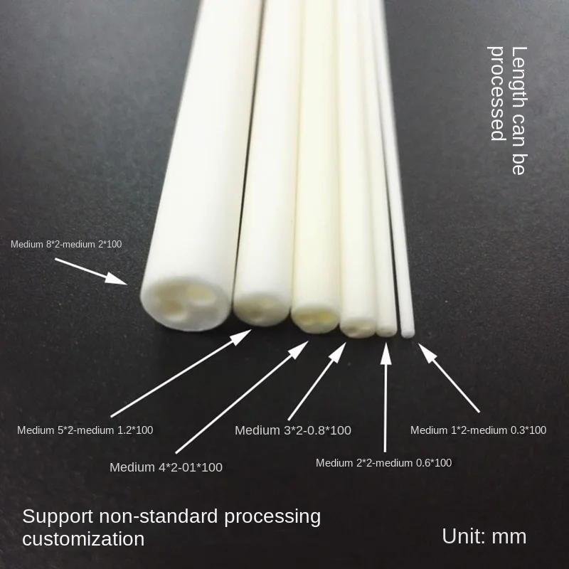 95 Alumina Ceramic Tube High Temperature Insulation 2 Holes OD 1-8mm Non-standard Custom Processing