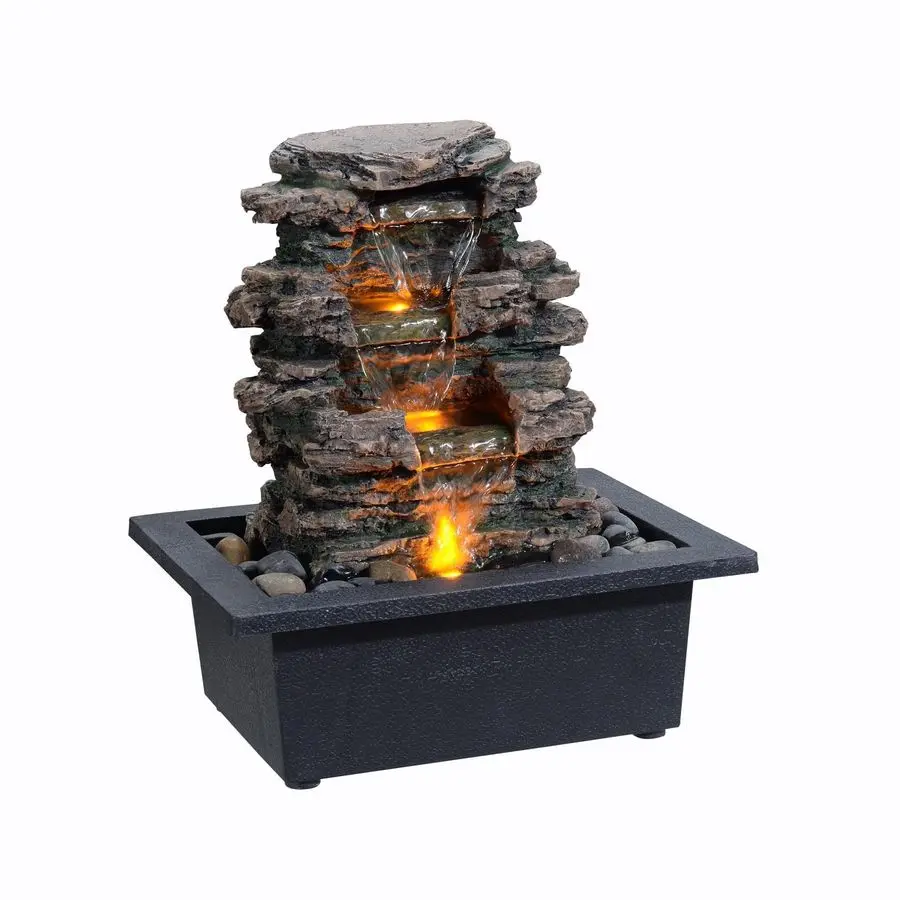 

Water Fountain, Home Decor Soothing Sound Machine with Automatic Pump, Deep Basin and Natural River Rocks. Indoor Zen Relaxation