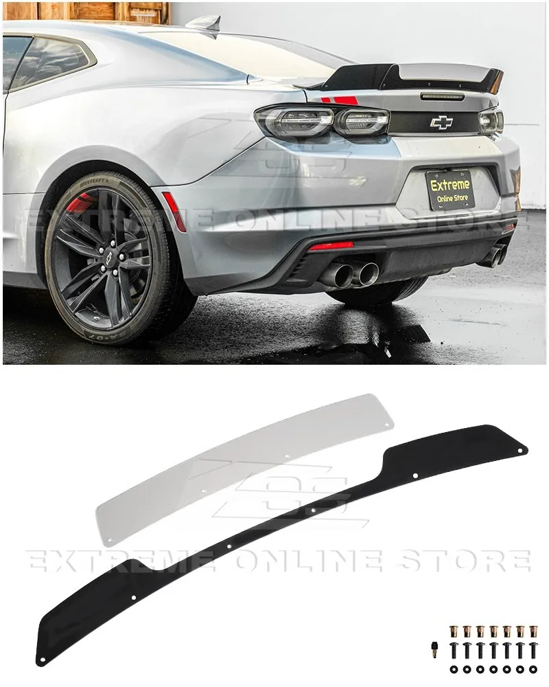 

For 16-Up Chevrolet Camaro GM Stock Blade Wing Smoke Tint Wickerbill Spoiler