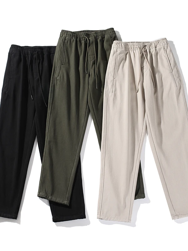 

Мужские зимние повседневные спортивные теплые брюки с эластичным поясом, свободного прямого кроя, модные