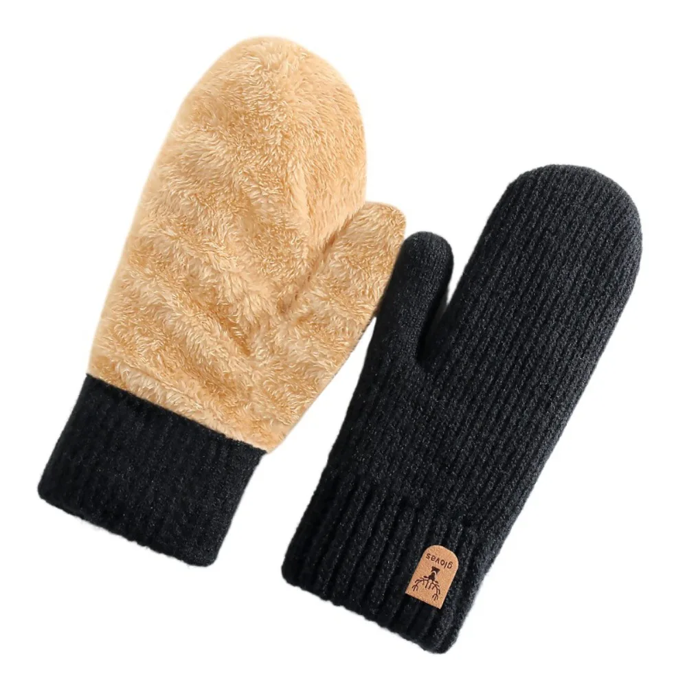 

Solid color Elasticity Full Finger Gloves Thickened Soft Knitted Gloves Double Layer Warm Fashion Gloves Cold Outdoor