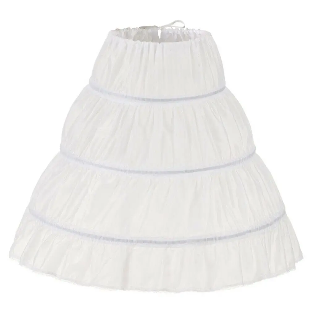Jupon tutu crinoline blanc en dentelle pour enfants, 3 cerceaux réglables, avec fleurs, pour filles