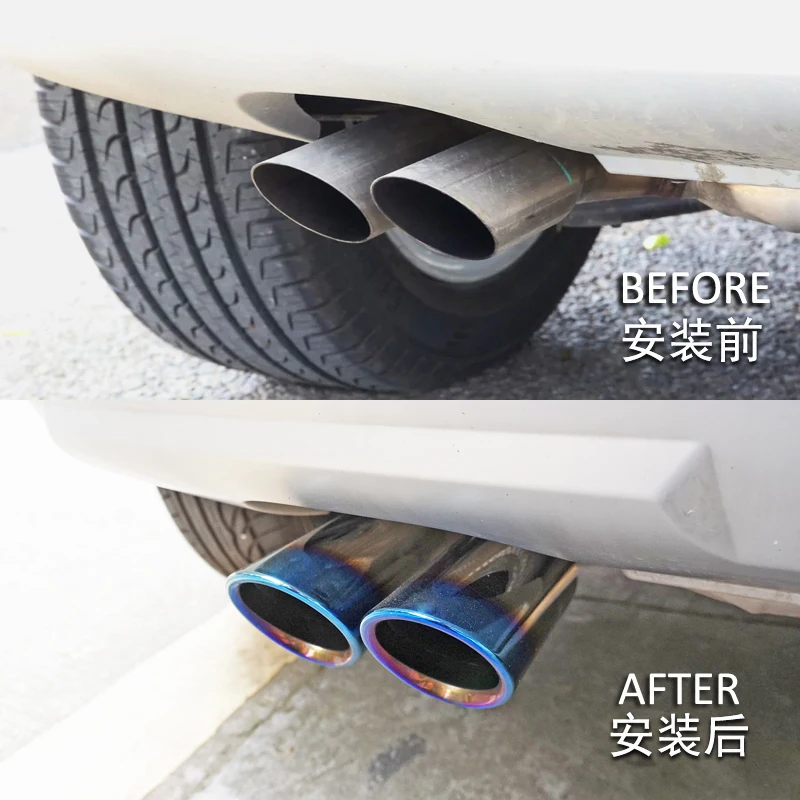 Car Exhaust Tip Muffler Pipe Cover For Skoda Octavia A5 A7 Superb Yeti 1.4T 1.6T Stainless Steel Auto Accessories Carbon fiber